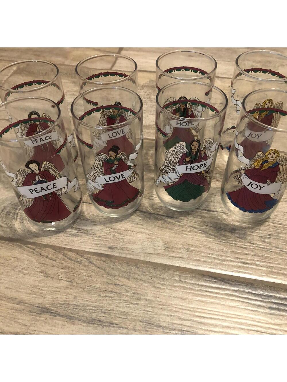 SET 8 XMAS Dinner Glasses VTG 1994 House of Lloyd Christmas Holiday Highball Sz